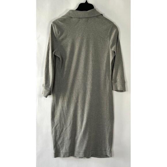 Lauren Ralph Lauren Sz L Stretch Knit Collar Dress Wood Leather Toggle Preppy - Picture 8 of 10